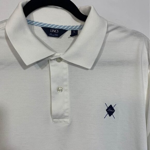 lincs by David Chu polo golf shirt. Size mens Large. White. 100% cotton. - Picture 2 of 8